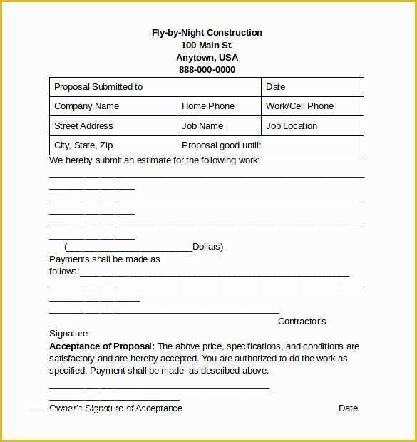 Free Construction Estimate Template Pdf Of 11 Construction Proposal Templates