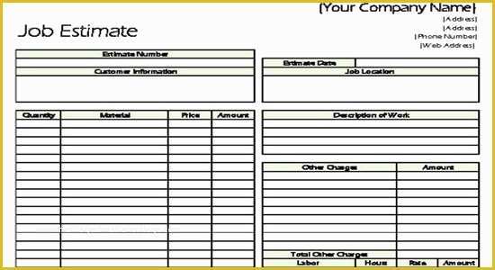 Free Construction Estimate Template Pdf Of Construction Estimate forms Pdf