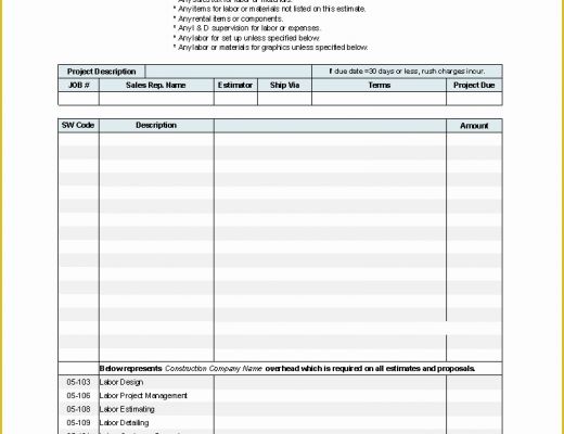 Free Construction Estimate Template Pdf Of Construction Estimate Template Uniform Invoice software