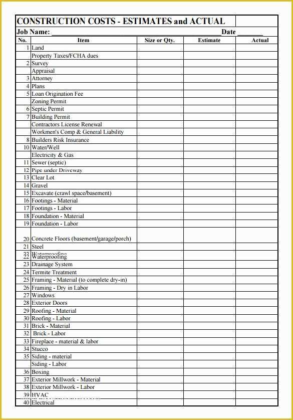 Free Construction Estimate Template Pdf Of Free Estimate Templates for Contractors – Amandae