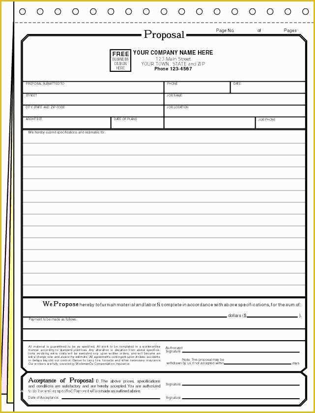 Free Construction Estimate Template Pdf Of Proposal forms
