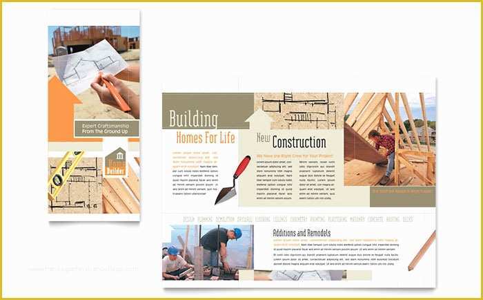 Free Construction Flyer Design Templates Of Home Building Carpentry Brochure Template Design