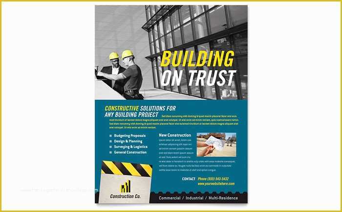 Free Construction Flyer Design Templates Of Industrial &amp; Mercial Construction Flyer Template Design