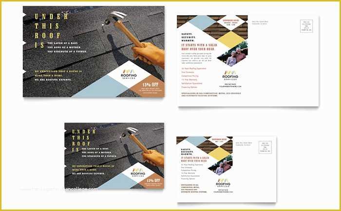 Free Construction Flyer Design Templates Of Roofing Contractor Postcard Template Design