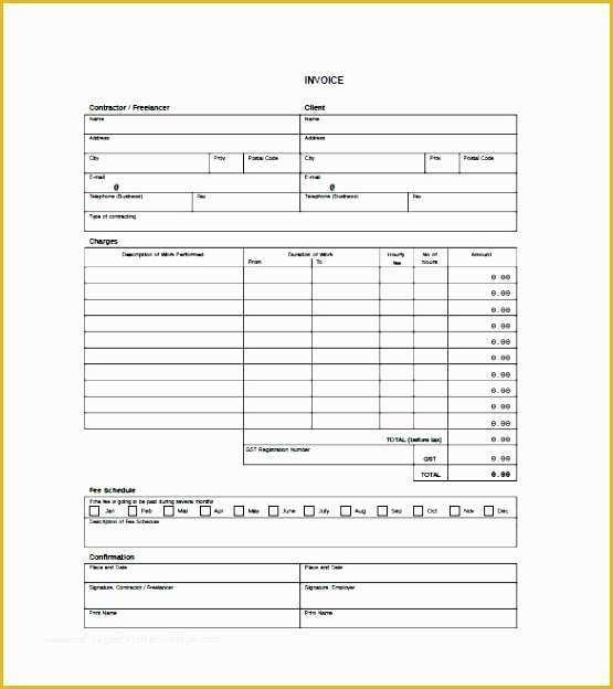 Free Construction Invoice Template Pdf Of 5 Free Contractor Invoice Template In Excel