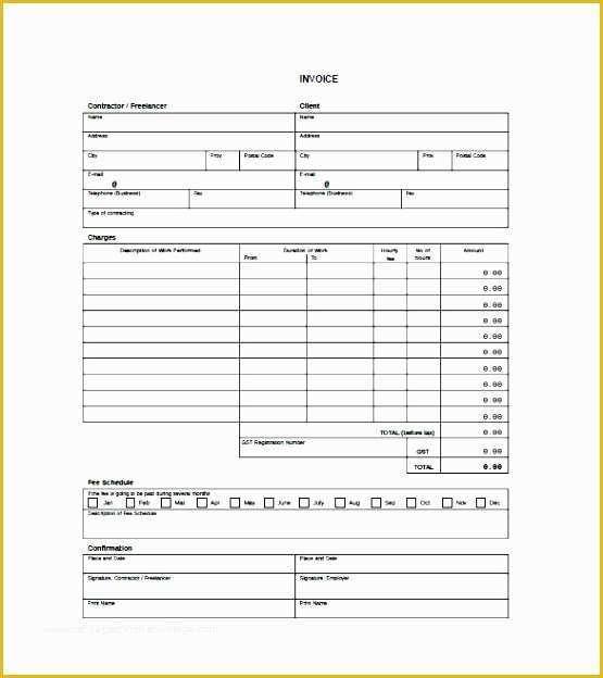 Free Construction Invoice Template Pdf Of 5 Free Contractor Invoice Template In Excel