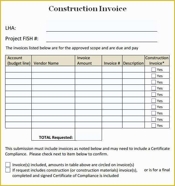 Free Construction Invoice Template Pdf Of Construction Invoice Template 7 Free Download for Word Pdf