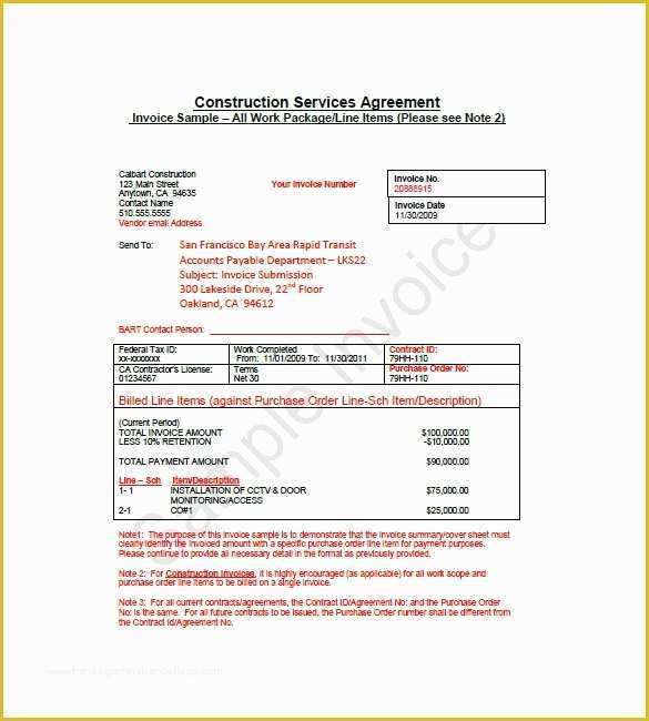 Free Construction Invoice Template Pdf Of Free Construction Job Invoice Template Everything You Need