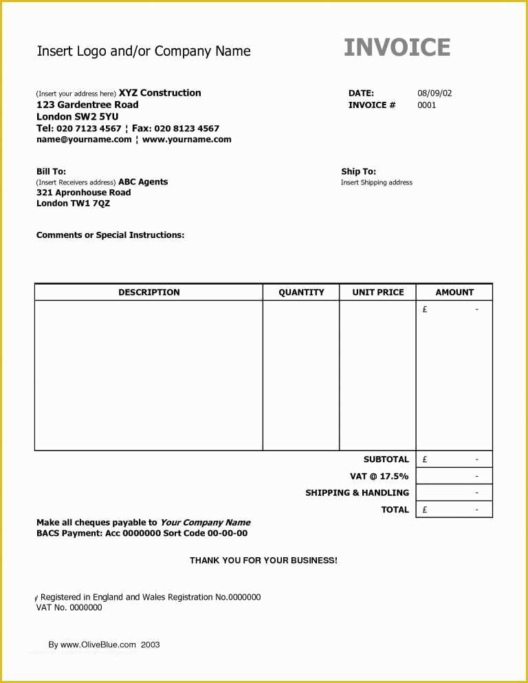 Free Construction Invoice Template Pdf Of Free Pdf Invoice Template Download or Invoice Construction