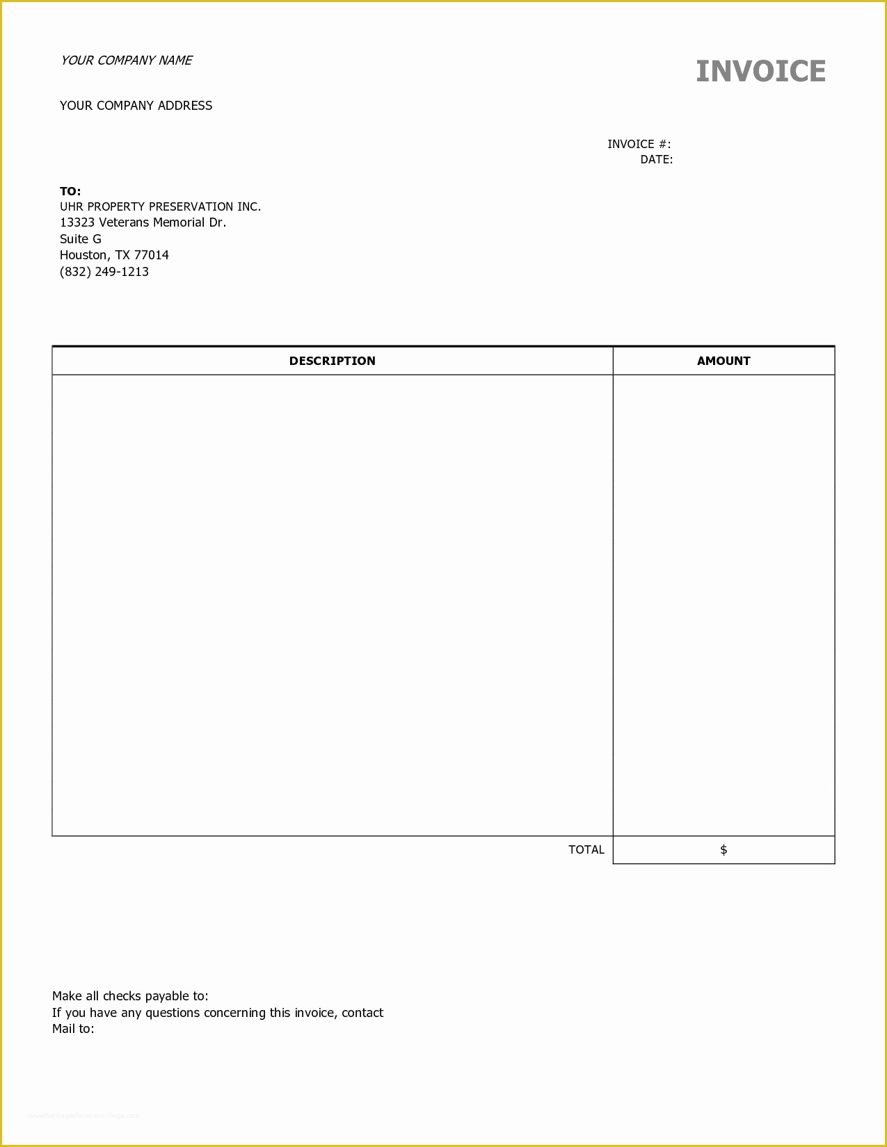 Free Construction Invoice Template Pdf Of Free Printable Contractor Invoice