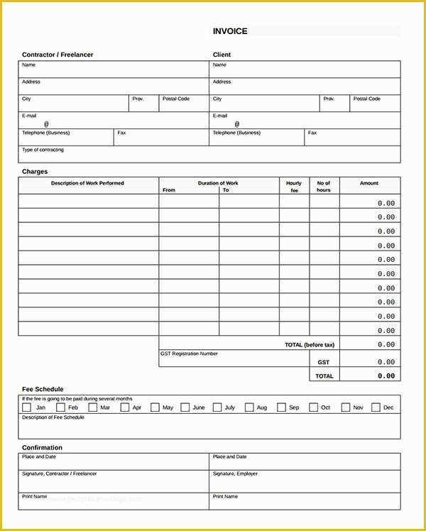 Free Construction Invoice Template Pdf Of Sample Contractor Invoice Templates 14 Free Documents