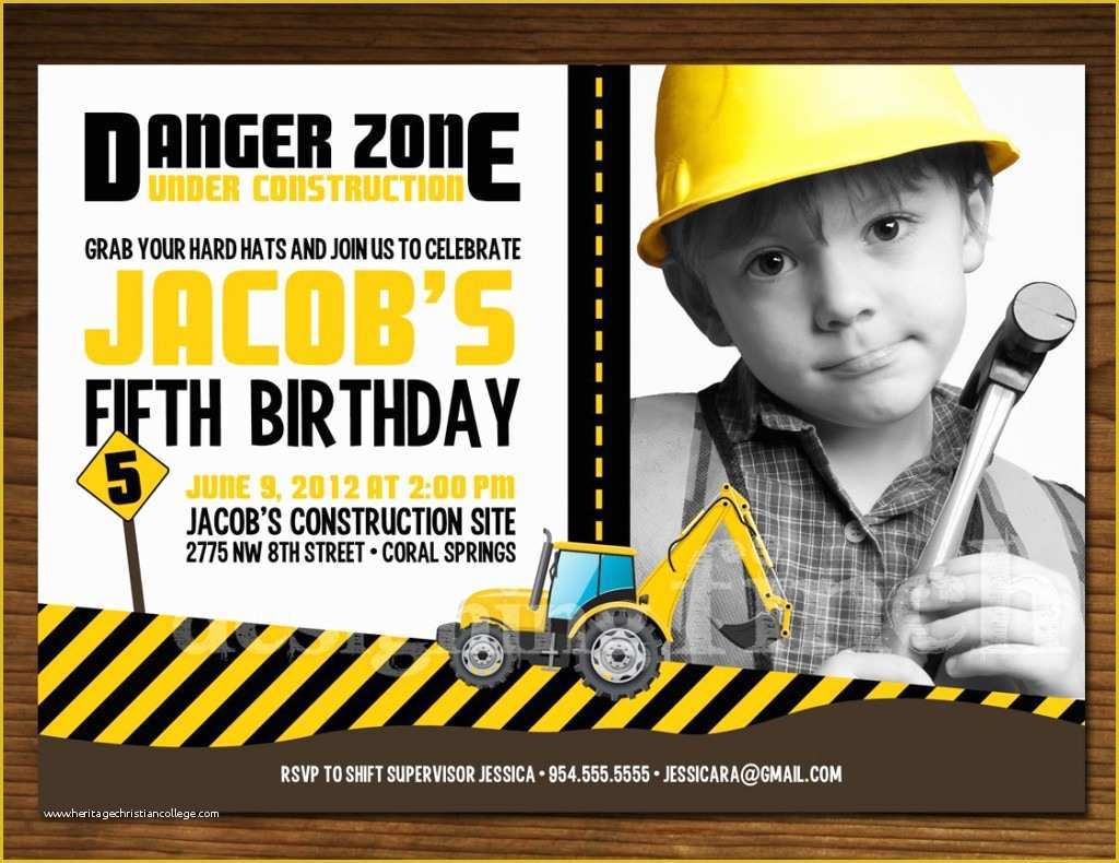Free Construction Party Templates Of Construction Birthday Invitations Ideas – Bagvania Free