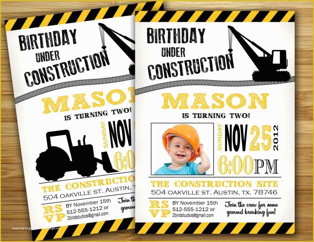 Free Construction Party Templates Of Construction Birthday Invitations Ideas – Bagvania Free