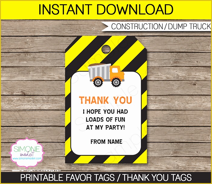 Free Construction Party Templates Of Construction Party Favor Tags Template