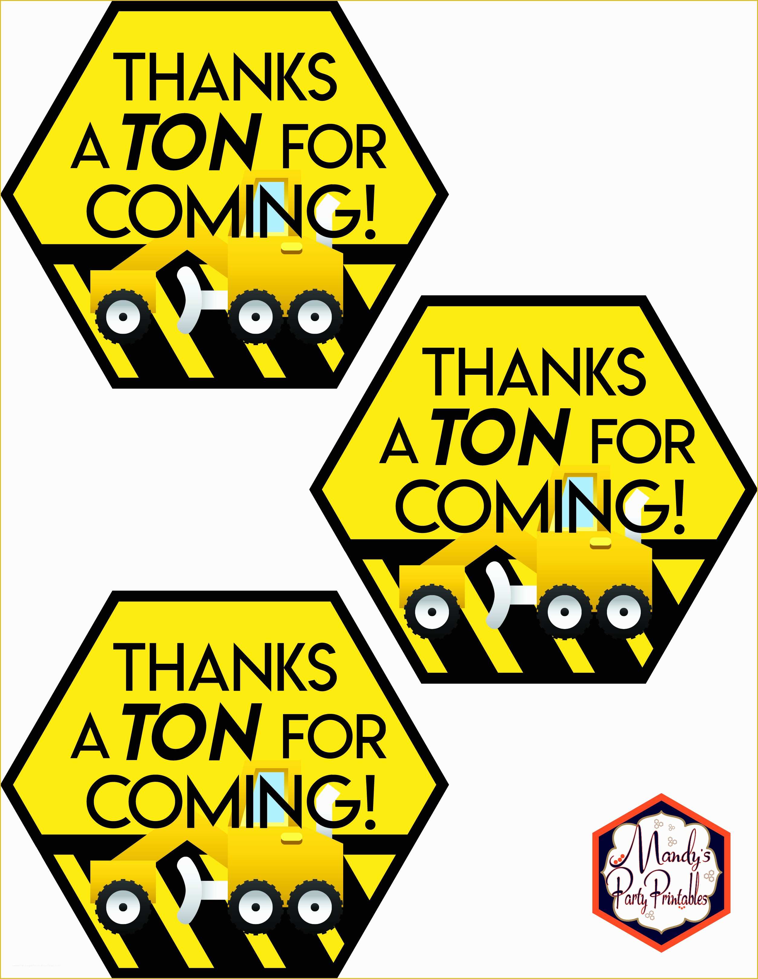 Free Construction Party Templates Of Construction Thank You Tags