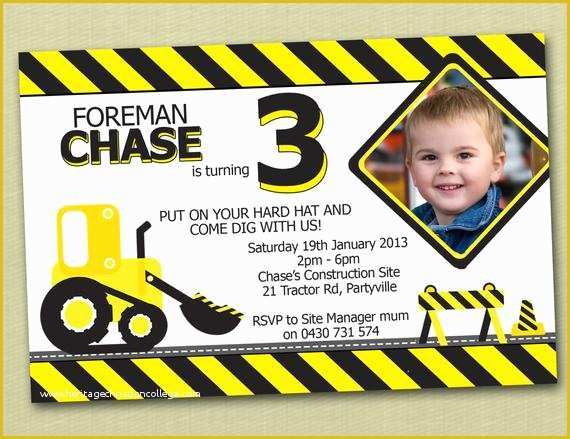 Free Construction Party Templates Of Construction themed Birthday Invitations You Print by