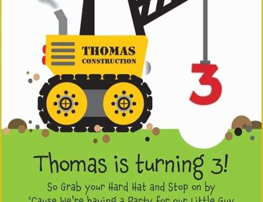 Free Construction Party Templates Of Crane Construction Truck Birthday Party Invitation by