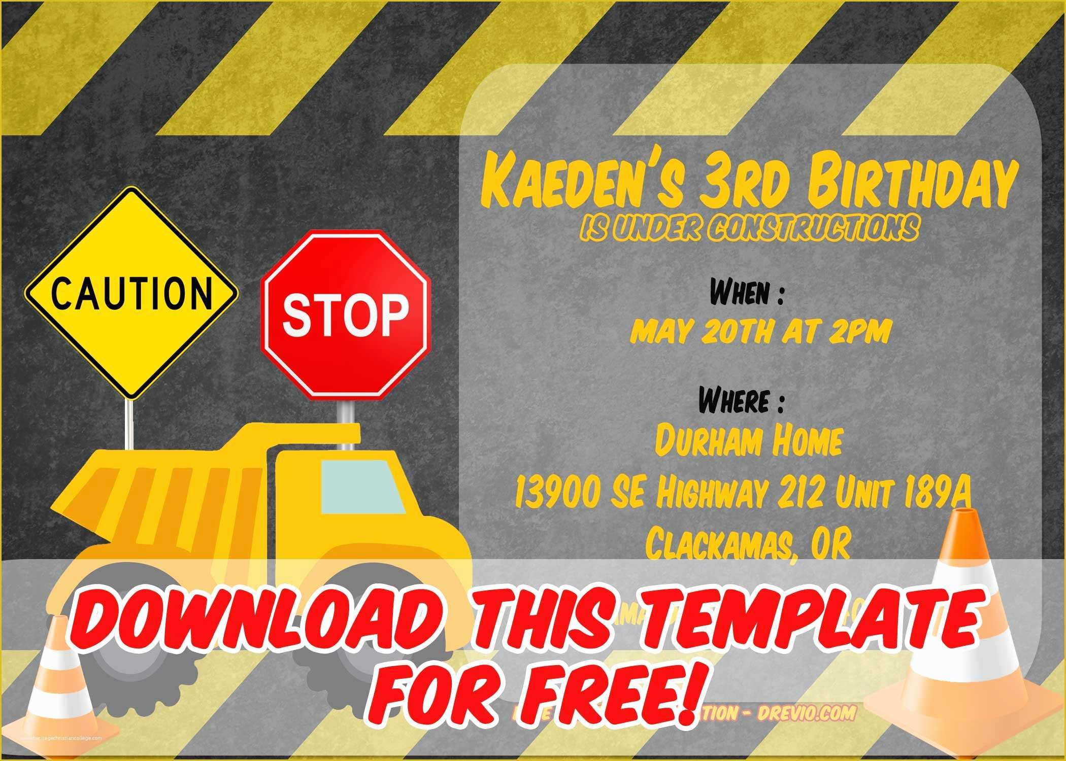 Free Construction Party Templates Of Free Construction Invitation Templates – Free Printable