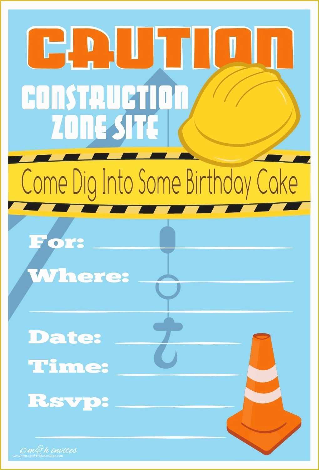 Free Construction Party Templates Of Free Printable Construction Birthday Invitations – Free