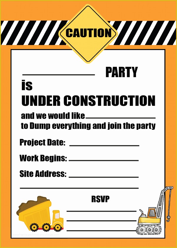 Free Construction Party Templates Of Free Printable Construction Party 