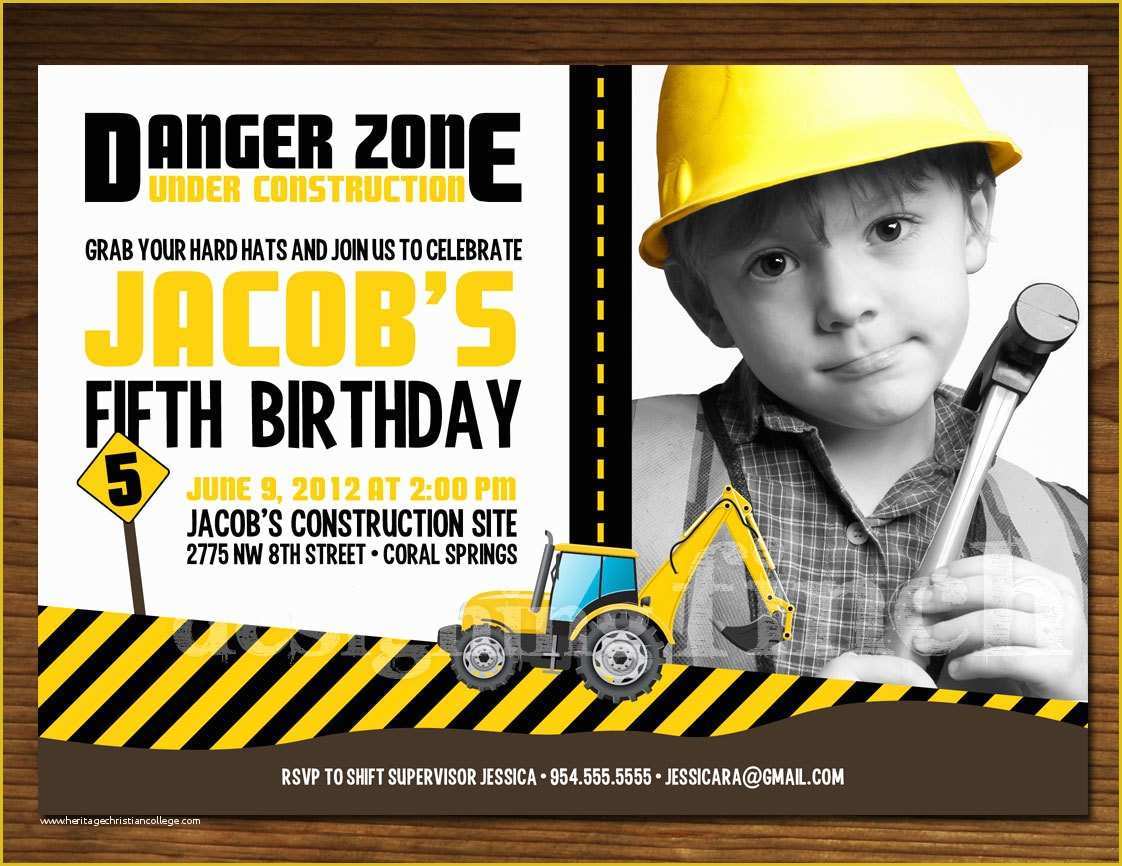 Free Construction Party Templates Of Hard Hat Construction – Free Printable Birthday Invitation