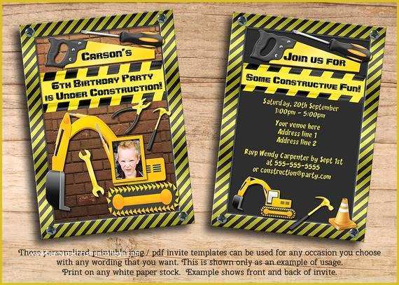 Free Construction Party Templates Of Items Similar to Boys Construction Birthday Party