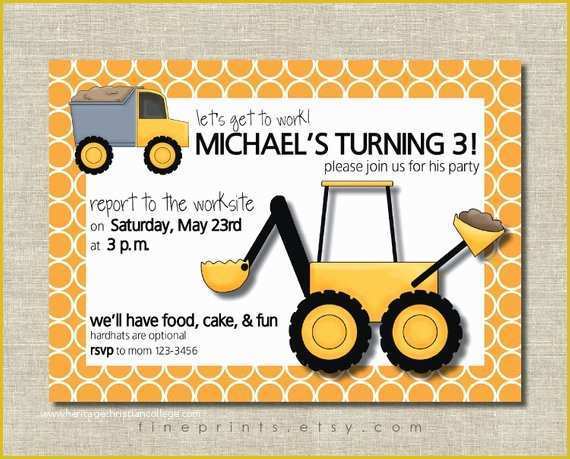 Free Construction Party Templates Of Items Similar to Construction Birthday Party Invitation On