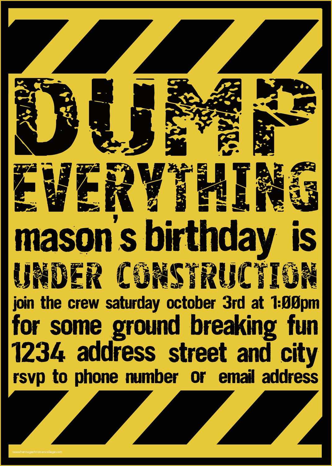 Free Construction Party Templates Of Printable Construction Invitation