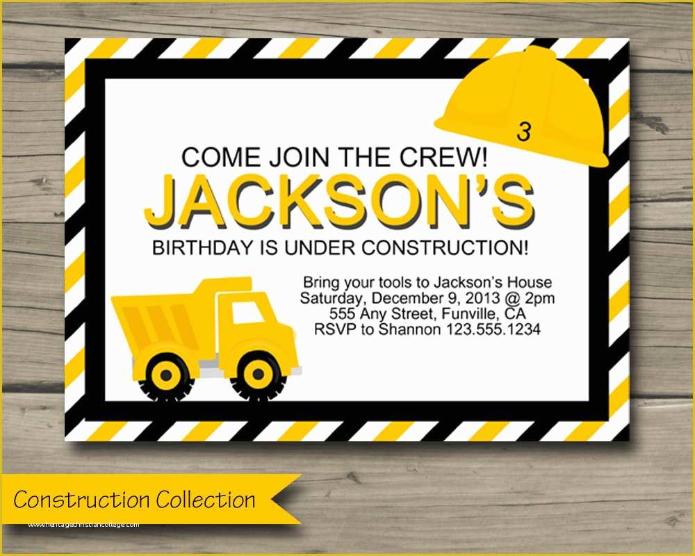 Free Construction Party Templates Of Truck Birthday Invitations – Bagvania Free Printable