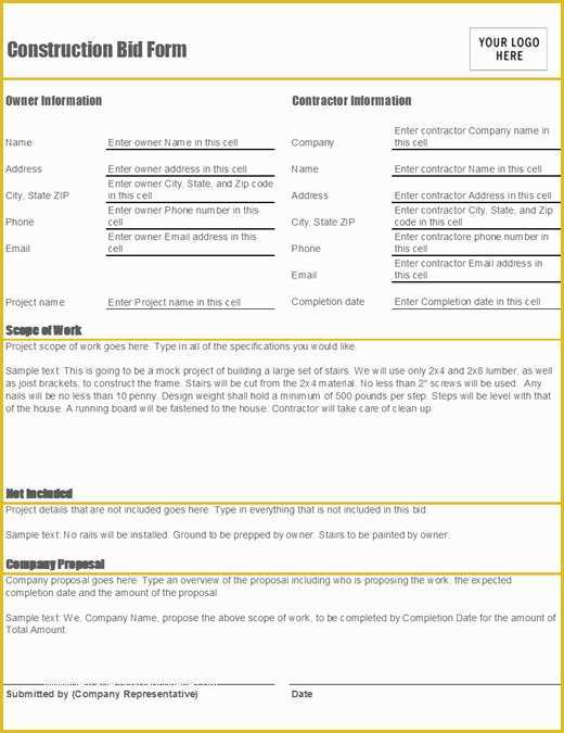 Free Construction Proposal Template Pdf Of Construction Proposal form Template Templates Resume