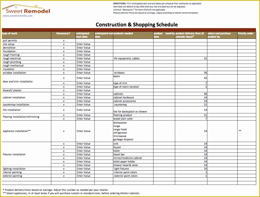 Free Construction Schedule Template Of Construction Schedule Template