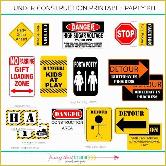 Free Construction Sign Templates Of Construction Birthday Party Signs Under by