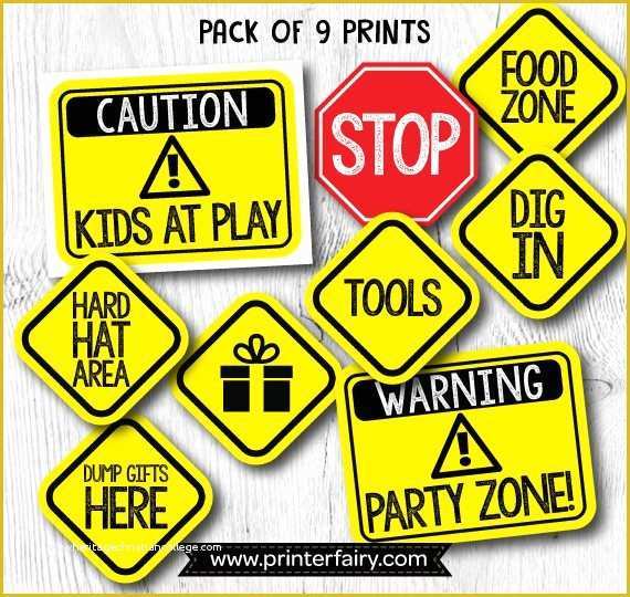 Free Construction Sign Templates Of Construction Birthday Signs Construction Birthday Printables