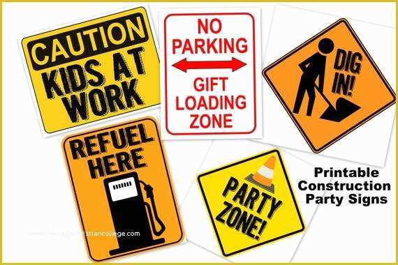 Free Construction Sign Templates Of Construction Party Poster Sign Printable Dig In Party Zone