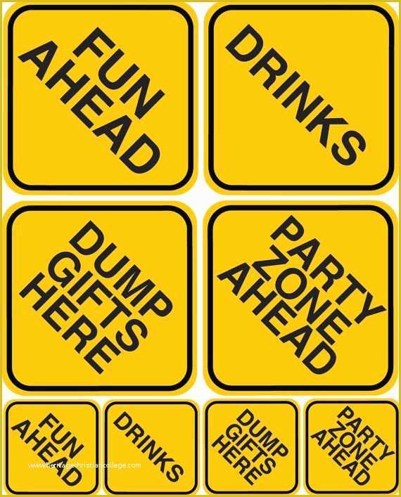 Free Construction Sign Templates Of Construction Party Sign Set Dump Gifts Here Party Zone