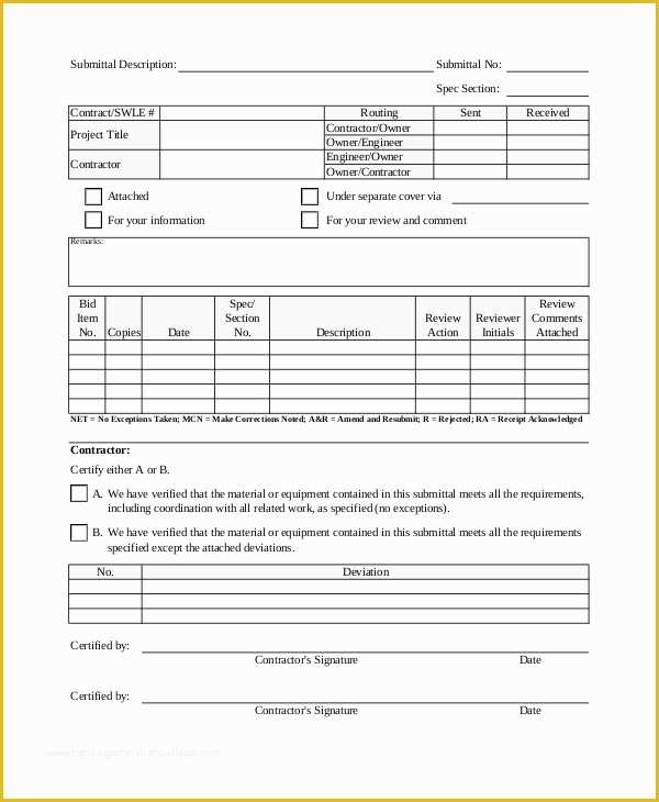 Free Construction Submittal form Template Of 9 Sample Transmittal forms