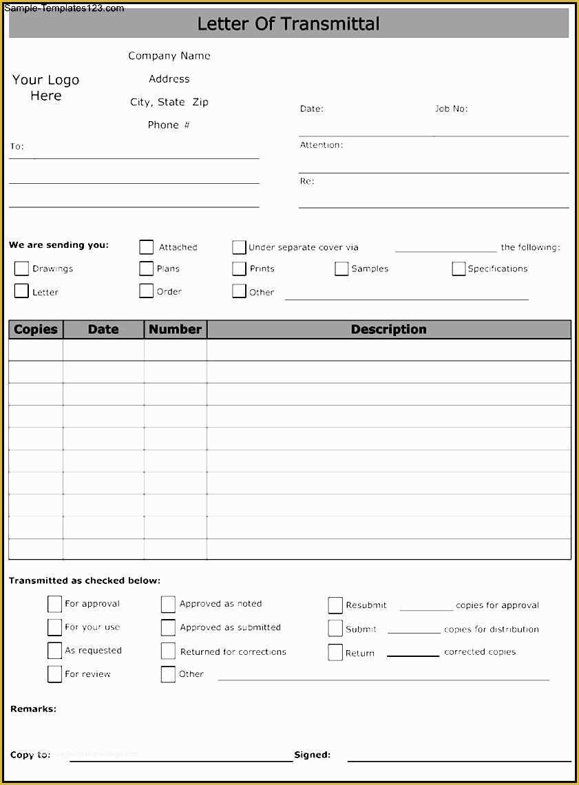 Free Construction Submittal form Template Of Transmittal Template Word Painting In 2019