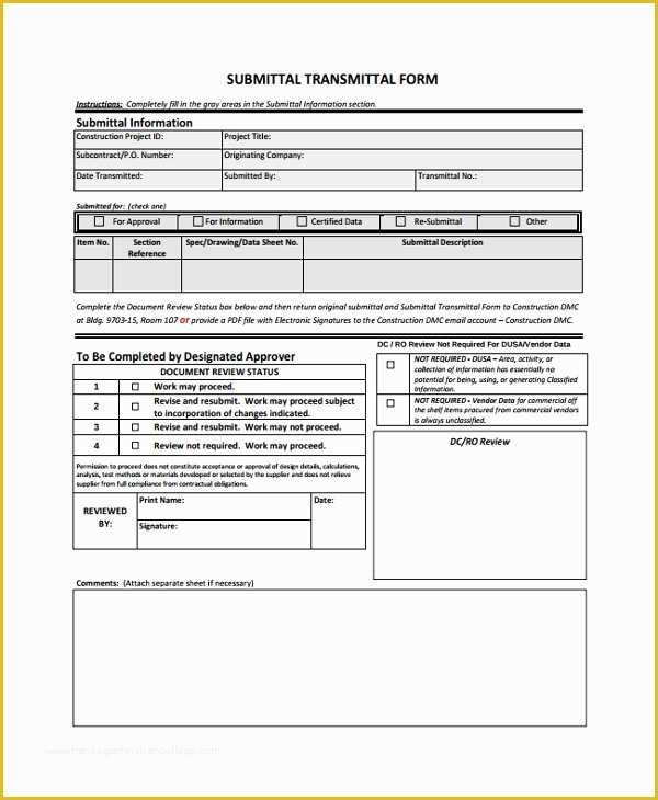 Free Construction Submittal Log Template Of Construction Submittal form Template – Versatolelive