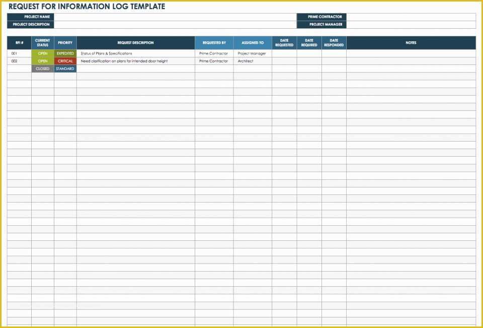 Free Construction Submittal Log Template Of Free Request for Information Templates