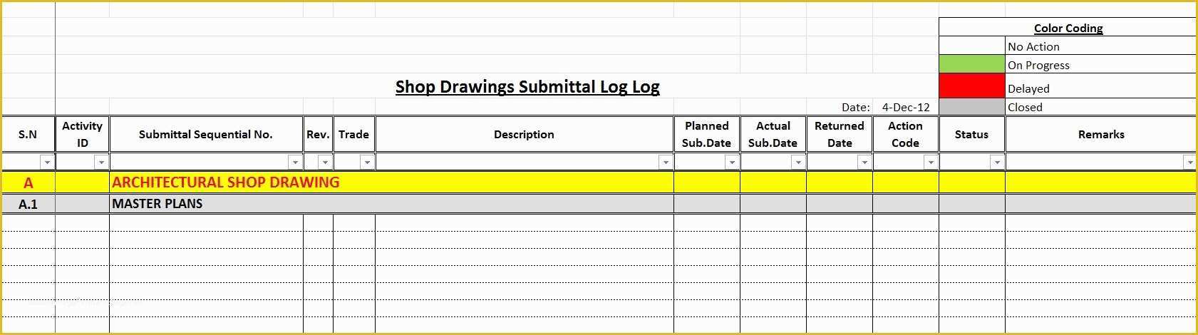Free Construction Submittal Log Template Of How to Create A Shop Drawings Log with Sample File