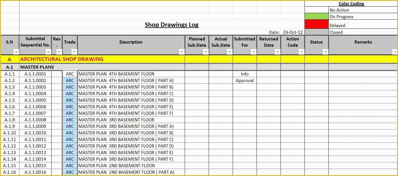 Free Construction Submittal Log Template Of How to Create A Shop Drawings Log with Sample File