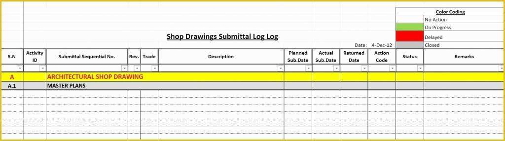 Free Construction Submittal Log Template Of How to Create A Shop Drawings Log with Sample File