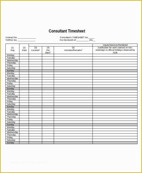 Free Consultant Timesheet Template Of 10 Sheet Templates Free Sample Example format