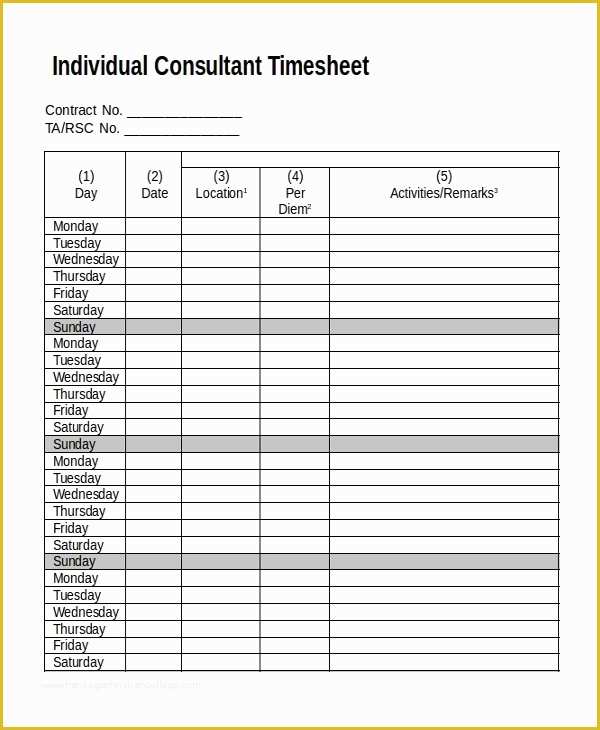 Free Consultant Timesheet Template Of 16 Timesheet Templates Free Sample Example format