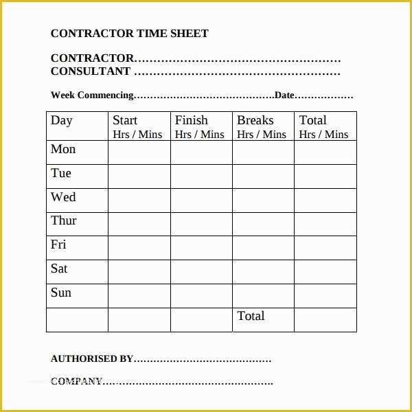 Free Consultant Timesheet Template Of 17 Contractor Timesheet Templates – Docs Word Pages