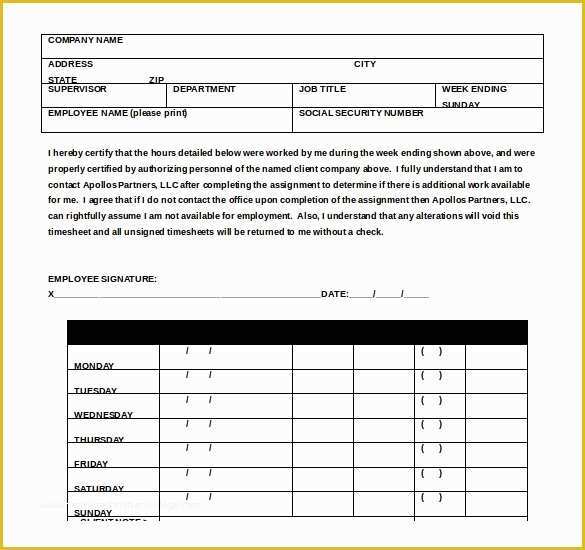Free Consultant Timesheet Template Of 27 Ms Word Timesheet Templates Free Download