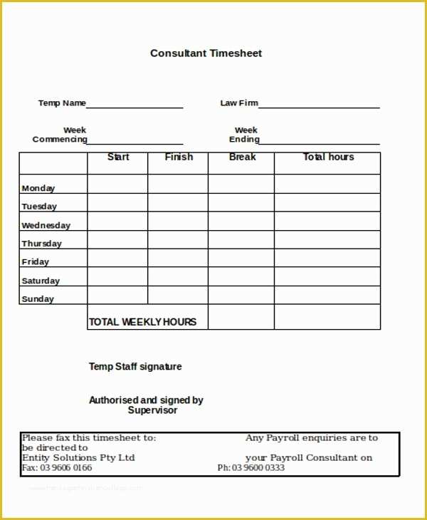 Free Consultant Timesheet Template Of 27 Sheet Templates In Word
