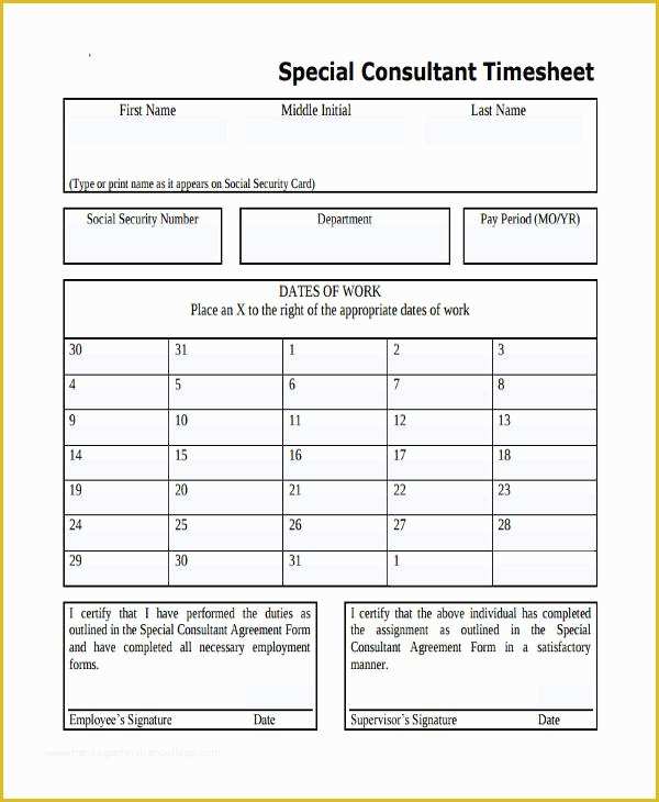 Free Consultant Timesheet Template Of 34 Free Timesheet Templates