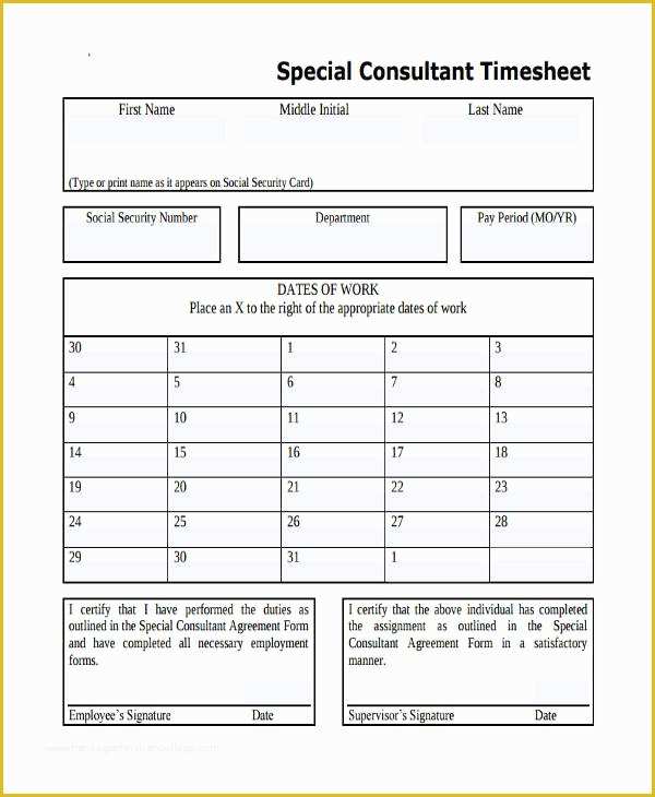 Free Consultant Timesheet Template Of 34 Free Timesheet Templates