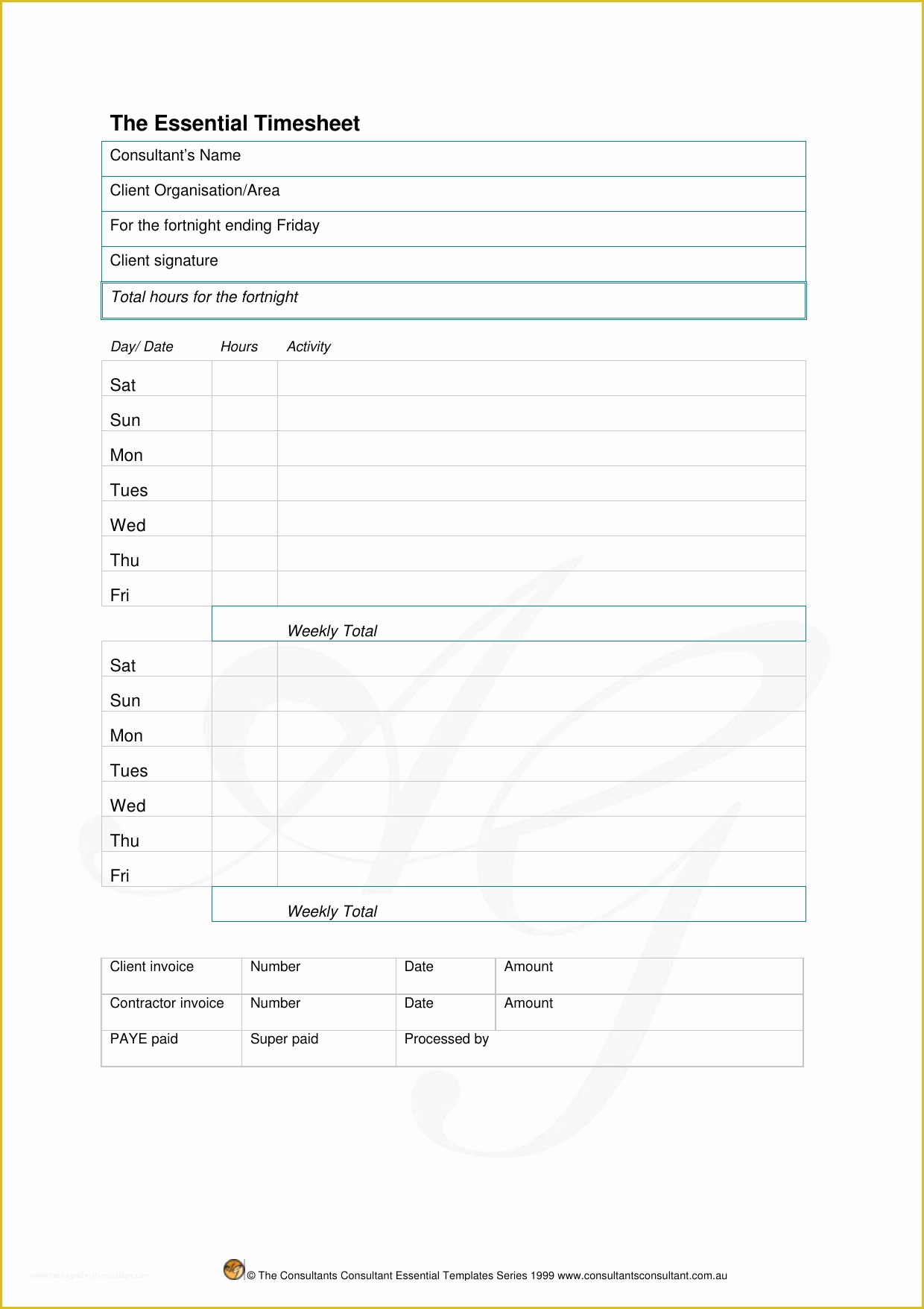 Free Consultant Timesheet Template Of Download Consultant Timesheet Template Excel Pdf